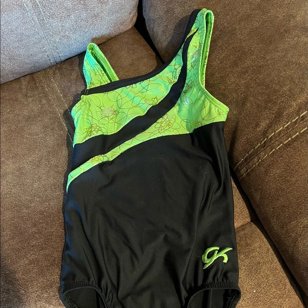 GK Kids Leotard, size M (kids), black/lime green - Picture 1 of 1